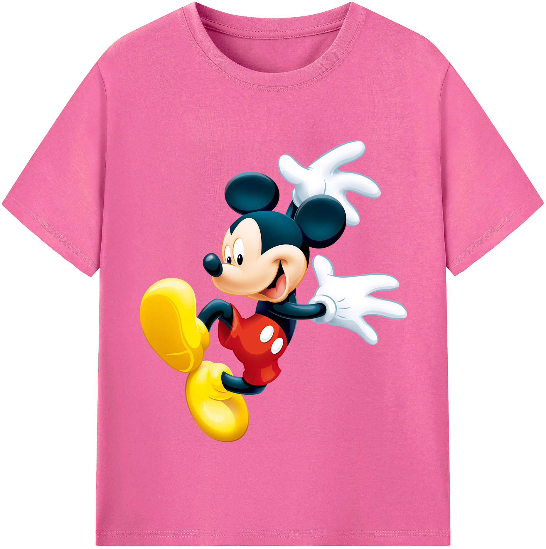 （画像用） ミッキーマウス Mickey Mouse レディースカジュアルプリントTシャツ（綿100％）